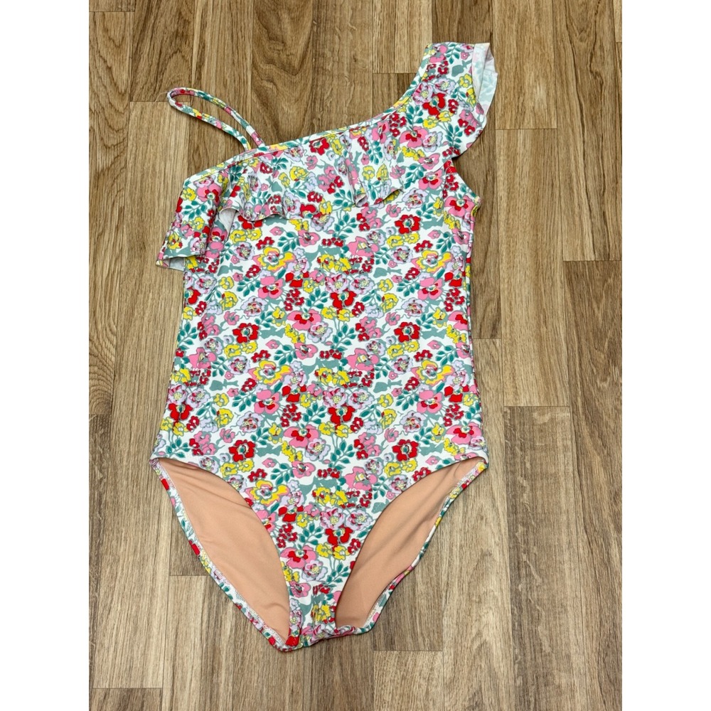 Crewcuts J.Crew Girls Floral One-Shoulder Ruffle Swimsuit One-Piece Size 14 NWT